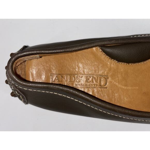Lands' End Womens Leather Loafers Brown 8 B Comfort Slip On Shoe Classic Preppy - Picture 4 of 10